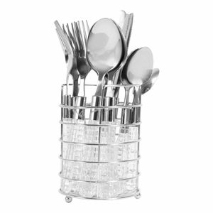 CUBIERTOS 4P CON RACK ACERO INOX, 17 PZS