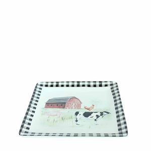 PLATO SERVICIO CUADRADO CERAMICA  12.5" ON THE FARM