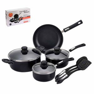 JUEGO DE BATERIA ALUMINIO 10 PZAS ANTIADHERENTE NEGRO
