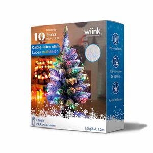 SERIE DE 10 LUCES MICRO LED MULTICOLOR, CABLE ULTRA SLIM, FUNCIONA CON 2AA BATERÍAS (NO INCLUIDAS)