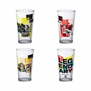 SET EXCLUSIVO DE 4 VASOS DE VIDRIO 1 - DC COMICS - JUSTICE LEAGUE