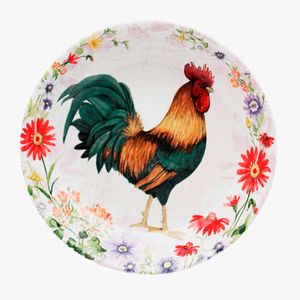TAZÓN PARA SOPA O PASTA CERAMICA 9" X 2" FLORAL ROOSTER