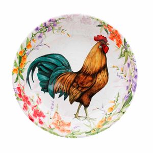 TAZÓN PARA SOPA O PASTA CERAMICA 9" X 2" FLORAL ROOSTER