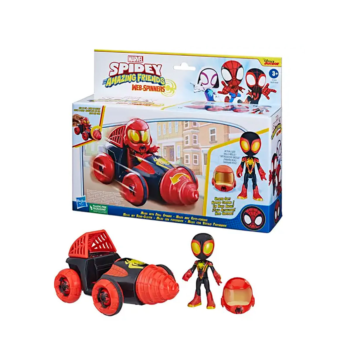Coche De Tracción De Miles Morales – Vehículo Con Ruedas De Spider-Man Y Sus Increíbles Amigos