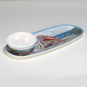 BANDEJA OVALADA MELAMINA CON TAZA PARA DEEP 15" X 6" SEACOAST