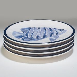 JUEGO DE 4 PLATOS PARA CANAPÉS MELAMINA 6" SEA LIFE