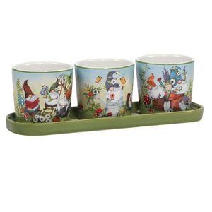 JUEGO DE JARDINERA 3 PZS CON BANDEJA GNOMOS