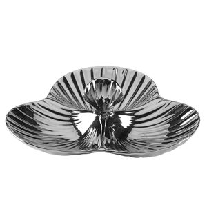 BANDEJA BOTANA 3 SECCIONES 3-D SHELL METALICA PLATA 11" X 10" BEYOND THE SHORE