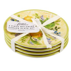JUEGO DE 4 PLATOS PARA CANAPÉS MELAMINA 6" LEMON ZEST
