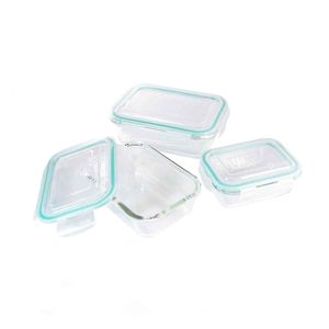 SET DE CONTENEDORES DE VIDRIO CON TAPAS DE TRANSPARENTES (5 PIEZAS)