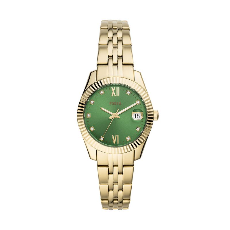 RELOJ FOSSIL DAMA,EXTENSIBLE ACERO DORADO,CARATULA VERDE,ANALOGO