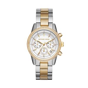 RELOJ MICHAEL KORS DAMA,EXTENSIBLE  ACERO COMBINADO,CARATULA PLATA,ANALOGO
