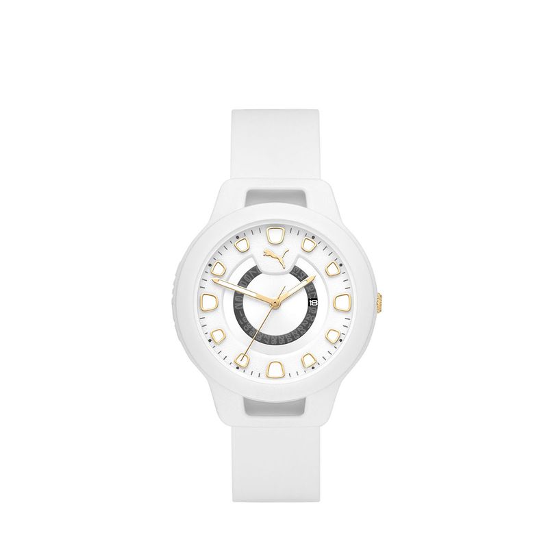 RELOJ PUMA DAMA,CORREA SILICON BLANCO,CARATULA BLANCO,ANALOGO