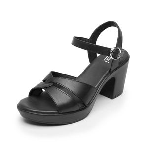 SANDALIA DE TACON CASUAL EN PIEL