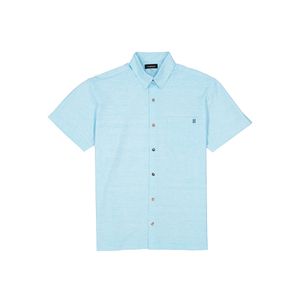 Camisa Casual Manga Corta Bordada Cozumel con Bolsa de Pico Azul Cielo