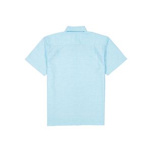 Camisa Casual Manga Corta Bordada Cozumel con Bolsa de Pico Azul Cielo