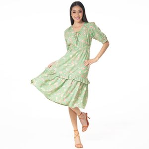 VESTIDO CASUAL MIDI MANGA CORTA