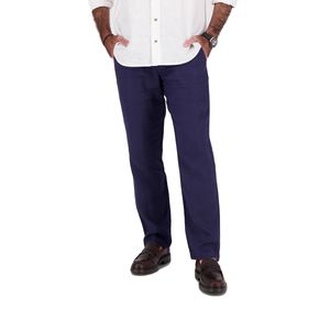 Pantalón de Vestir Recto Lino Amsterdam Azul Marino