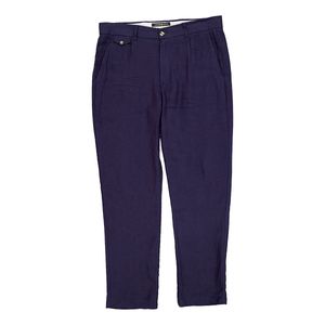 Pantalón de Vestir Recto Lino Amsterdam Azul Marino