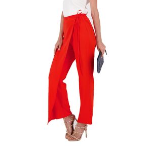 Pantalón Casual Recto Envolvente Naranja