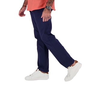 Pantalón Casual Recto de Gabardina con 5 Bolsillos Azul Marino