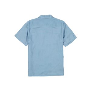Camisa Casual Manga Corta Resort Lino Azul