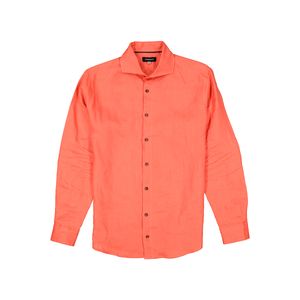 Camisa Manga Larga Button Down 100% Lino Terracota