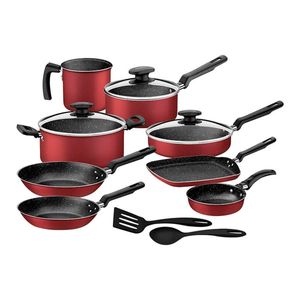 BATERIA DE COCINA TRAMONTINA LORETO  13 PIEZAS TINTO