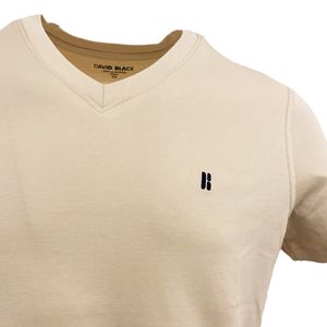 Playera Cuello V Manga Corta Beige