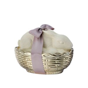 Easter Conejo En Canasta 8" Blanco/Dorado/Lila