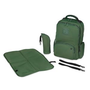 Pañalera Mochila Nylon Cloe Con Accesorios Color Verde Olivo