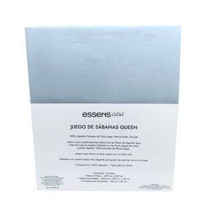 Juego De Sábanas Essens Queen Size Azul Bajo