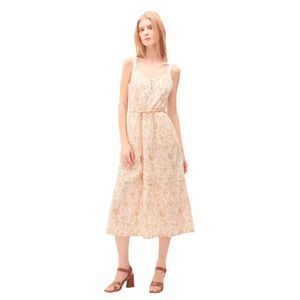 Vestido Midi Bordado Floral Arena Escote Corazón