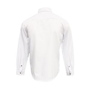 Camisa Slim Básica Manga Larga Lisa Con Bordado Blanco