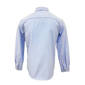 Camisa Slim Básica Lisa Con Bordado Azul Bajo