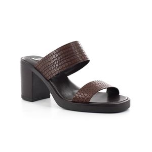 Sandalia De Tacon Casual En Piel Gino Cherruti Cafeto para Mujer
