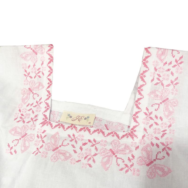 Blusa Je Tipo hipil de Lino Bordado Digital Punto de Cruz