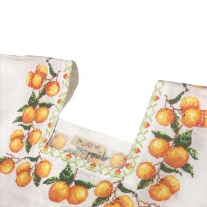 Vestido Je Tipo hipil de Lino Bordado Digital Punto de Cruz Mandarinas