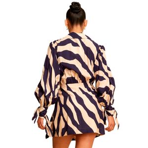 Vestido Vestir Corto Manga Larga Luxxel Estampado para Mujer
