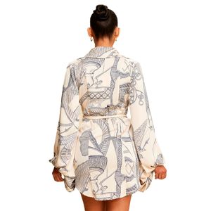 Vestido Corto Manga Larga Luxxel Estampado para Mujer