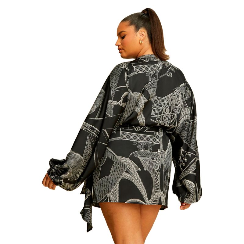 Vestido Corto Manga Larga Luxxel Estampado para Mujer Gran Chapur