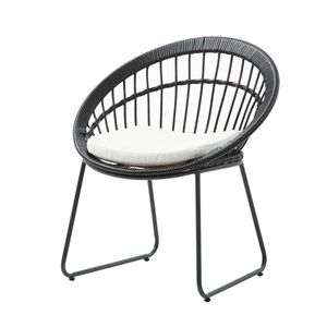 Silla De Exterior Tavira Negra con Asiento Acolchado Impermeable. Estructura De Acero Y Ratán Sintético S-PAROS-NG