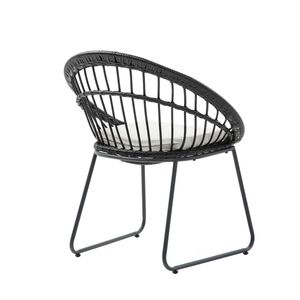 Silla De Exterior Tavira Negra con Asiento Acolchado Impermeable. Estructura De Acero Y Ratán Sintético S-PAROS-NG