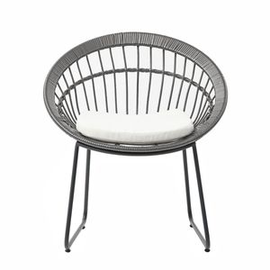 Silla De Exterior Tavira Gris con Asiento Acolchado Impermeable. Estructura De Acero Y Ratán Sintético S-PAROS-GR