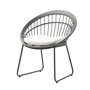Silla De Exterior Tavira Gris con Asiento Acolchado Impermeable. Estructura De Acero Y Ratán Sintético S-PAROS-GR