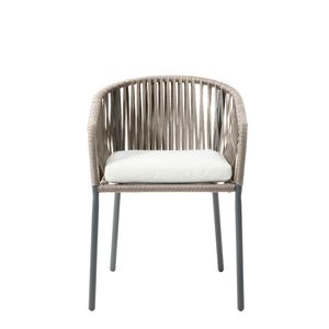 Silla De Exterior Beige con Asiento Acolchado De Hule Espuma. Estructura De Aluminio Y Cuerda SintéticaS-MIKONOS-BEIG