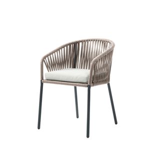 Silla De Exterior Beige con Asiento Acolchado De Hule Espuma. Estructura De Aluminio Y Cuerda SintéticaS-MIKONOS-BEIG