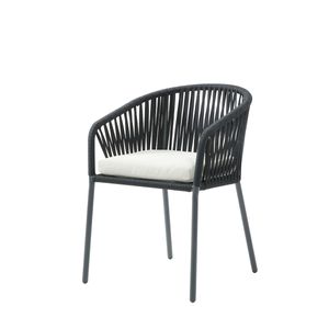 Silla De Exterior Negra con Asiento Acolchado De Hule Espuma. Estructura De Aluminio Y Cuerda Sintética S-MIKONOS-NG.