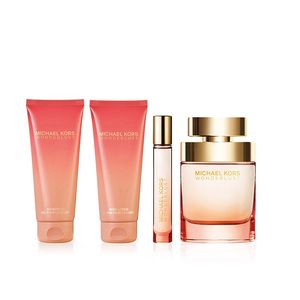 Set Michael Kors Wonderlust Perfume + Gel de Baño + Loción + Spray de Viaje