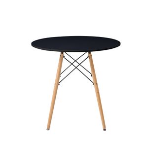 Mesa Redonda Color Negro Con Patas Y Tablero De Madera Mdf 80Cm (Diámetro)